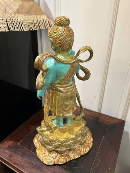 Tượng đản sanh Cao 40 nặng 5,5kg, patina màu thủ công vân hỏa biến độc bản