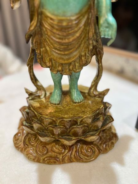 Tượng đản sanh Cao 40 nặng 5,5kg, patina màu thủ công vân hỏa biến độc bản