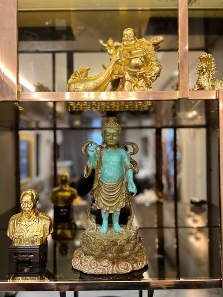 Tượng đản sanh Cao 40 nặng 5,5kg, patina màu thủ công vân hỏa biến độc bản