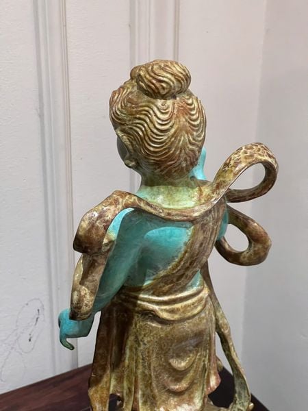 Tượng đản sanh Cao 40 nặng 5,5kg, patina màu thủ công vân hỏa biến độc bản