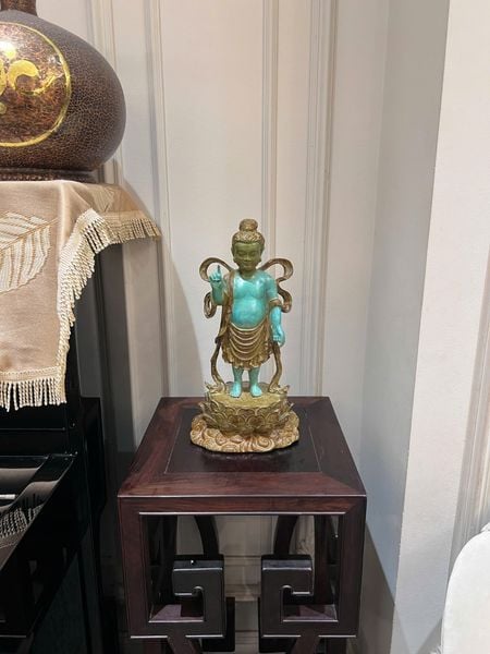 Tượng đản sanh Cao 40 nặng 5,5kg, patina màu thủ công vân hỏa biến độc bản