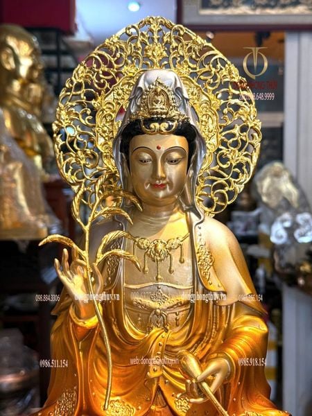Tượng tây phương tam thánh bằng đồng cao 45cm