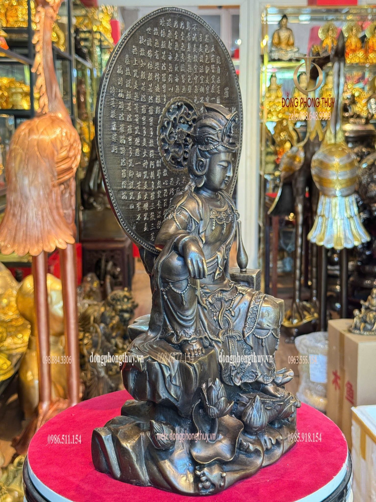 Tượng phật quan âm tự dại bằng đồng hun
