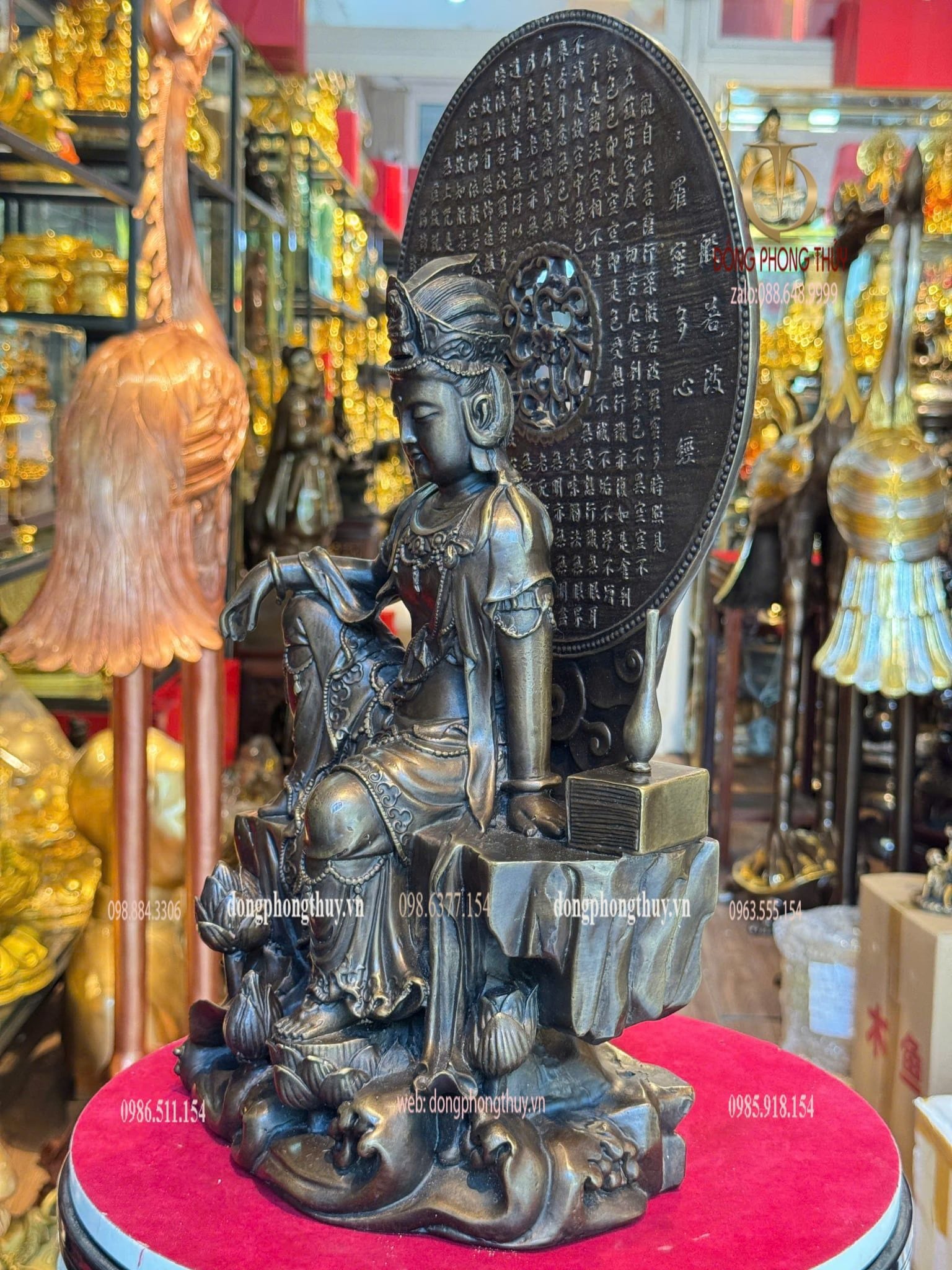 Tượng phật quan âm tự dại bằng đồng hun