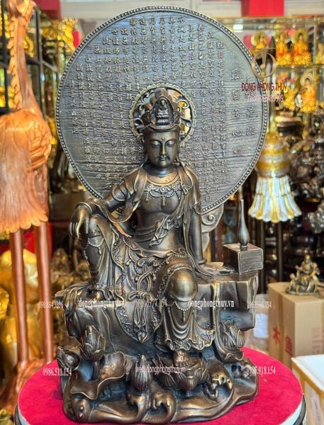 Tượng phật quan âm tự dại bằng đồng hun