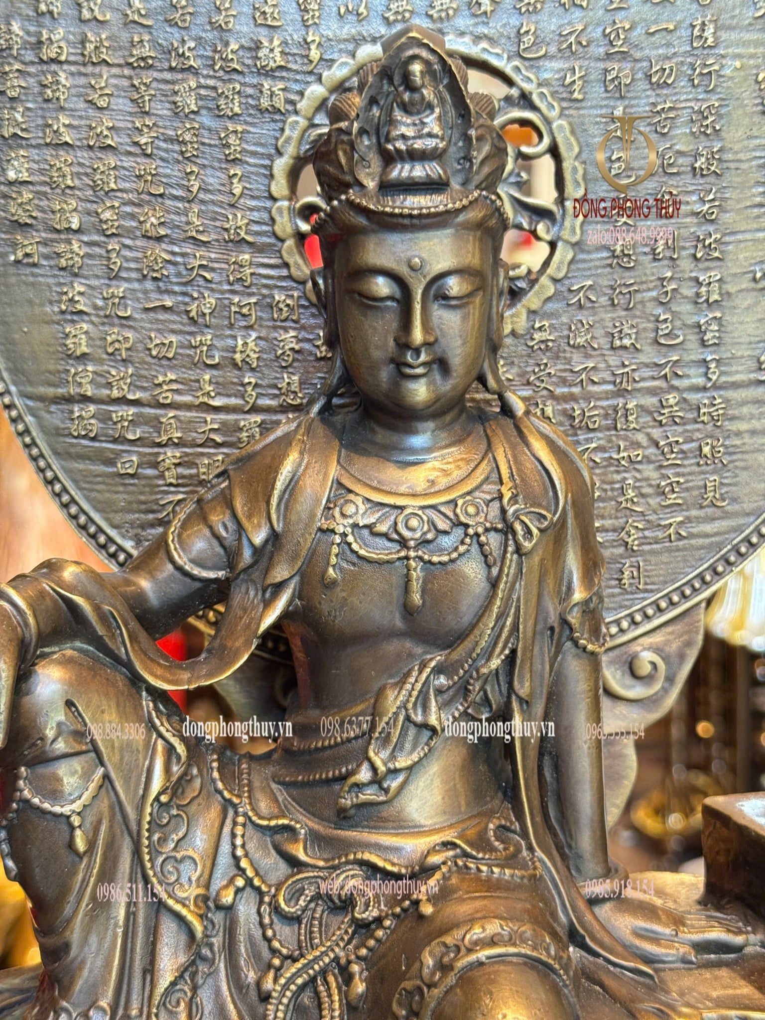 Tượng phật quan âm tự dại bằng đồng hun
