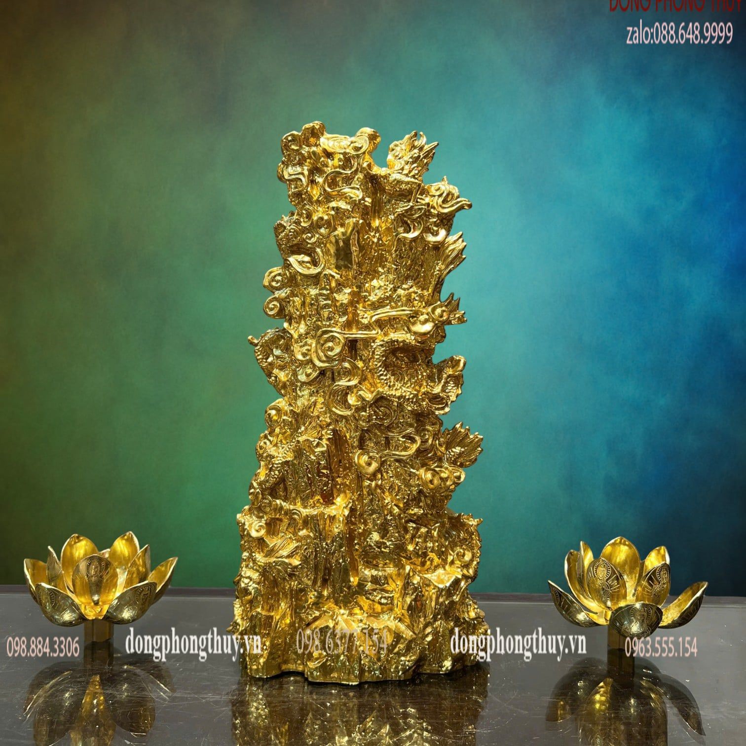 Tượng Phật Quan Âm Bồ tát bằng đồng dát vàng 24k