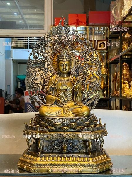 Tượng phật Thế Chí bồ tát cao 62cm nặng 20kg bằng đồng