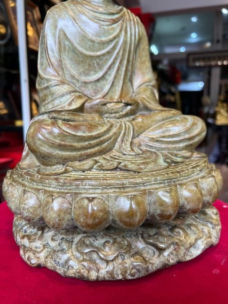 Tượng phật Thích Ca cao 35cm nặng 8,5kg bằng đồng Patina xanh rêu cổ loang vân hỏa biến