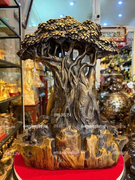 Tượng phật thích ca ngồi gốc bồ đề bằng đồng cao 42cm nặng 15kg