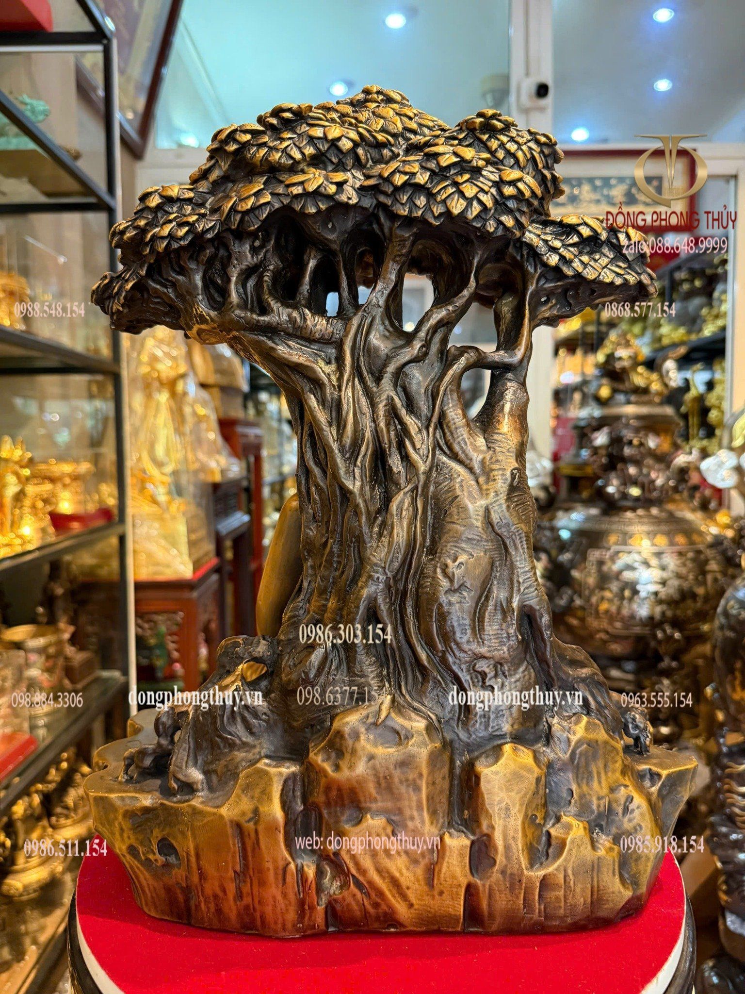 Tượng phật thích ca ngồi gốc bồ đề bằng đồng cao 42cm nặng 15kg