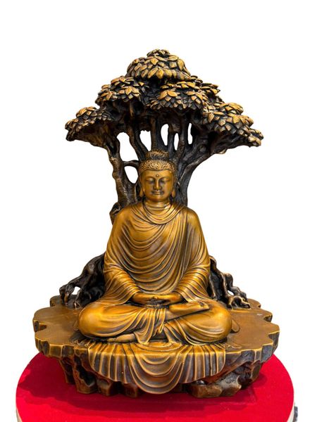 Tượng phật thích ca ngồi gốc bồ đề bằng đồng cao 42cm nặng 15kg