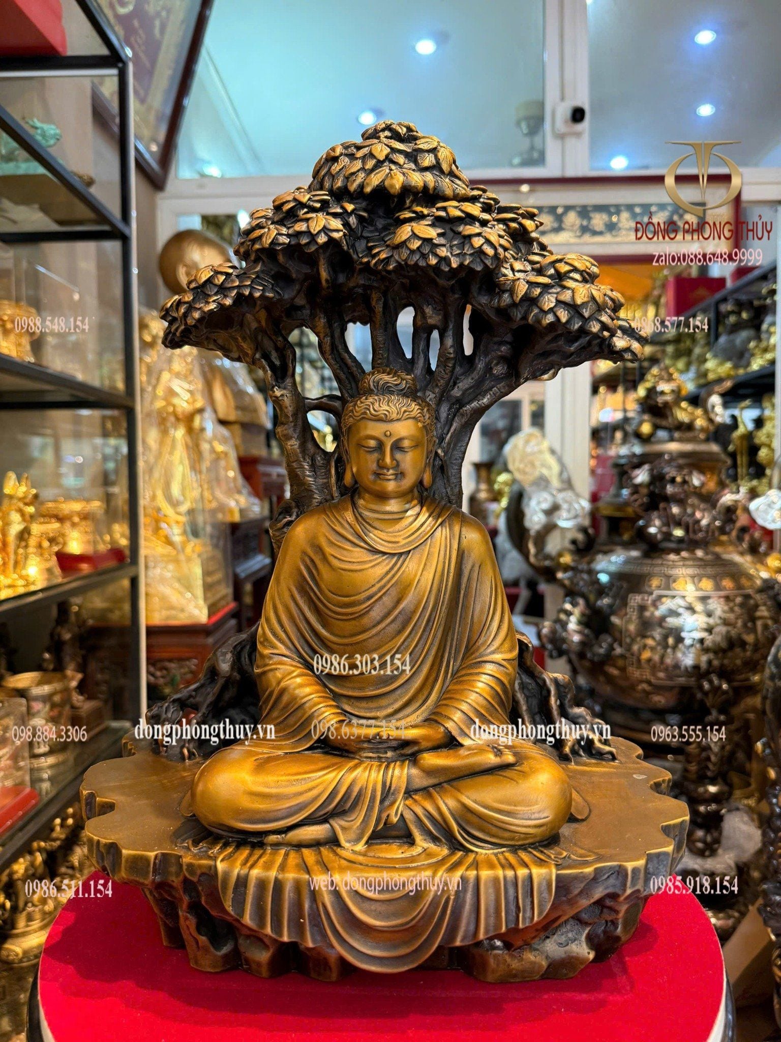 Tượng phật thích ca ngồi gốc bồ đề bằng đồng cao 42cm nặng 15kg