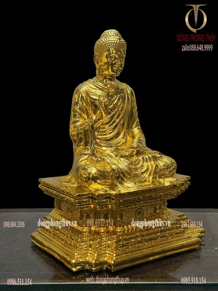 Tượng phật thích ca bằng đồng dát vàng