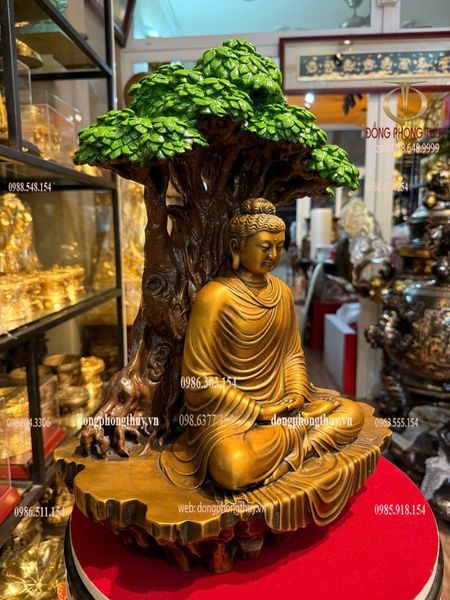 Tượng phật thích ca ngồi gốc bồ đề bằng đồng cao 42cm nặng 15kg