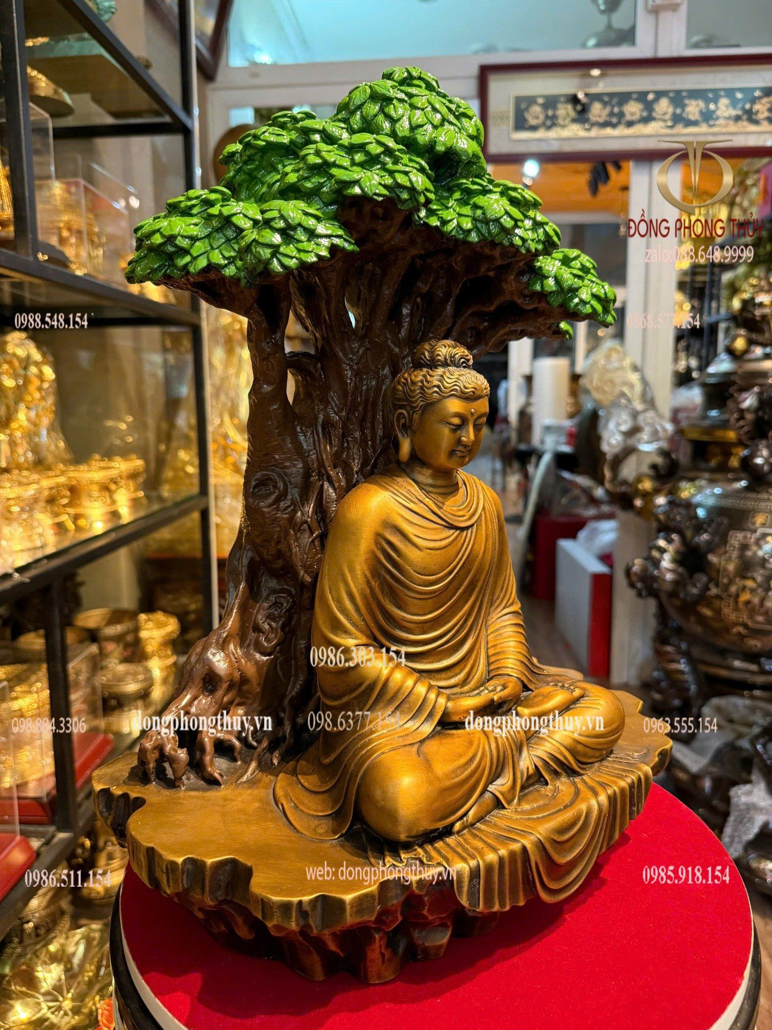 Tượng phật thích ca ngồi gốc bồ đề bằng đồng cao 42cm nặng 15kg