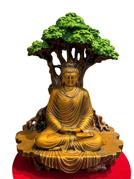 Tượng phật thích ca ngồi gốc bồ đề bằng đồng cao 42cm nặng 15kg