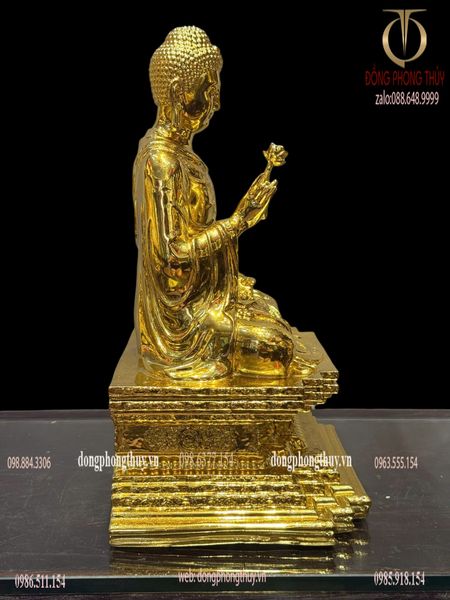 Tượng phật thích ca bằng đồng dát vàng