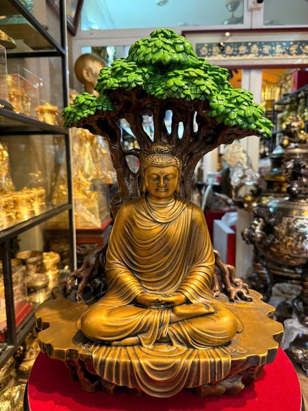 Tượng phật thích ca ngồi gốc bồ đề bằng đồng cao 42cm nặng 15kg