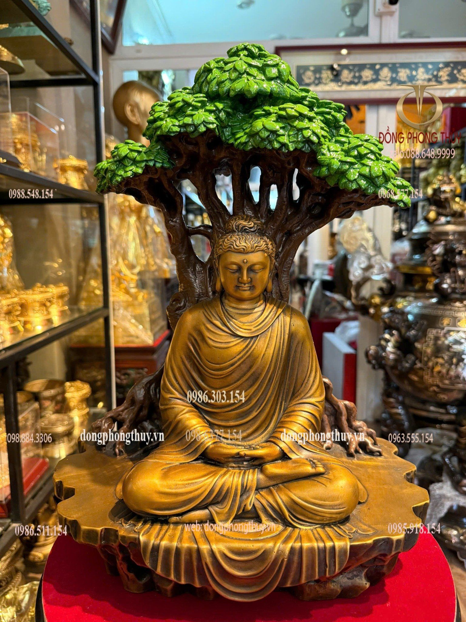 Tượng phật thích ca ngồi gốc bồ đề bằng đồng cao 42cm nặng 15kg