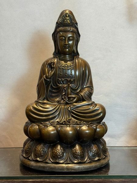 Tượng phật quan âm bằng đồng cao 48cm