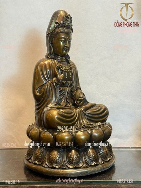 Tượng phật quan âm bằng đồng cao 48cm