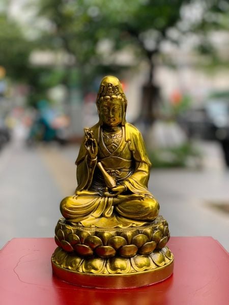 Tượng phật quan âm bằng đồng Cao 17cm 11cm
