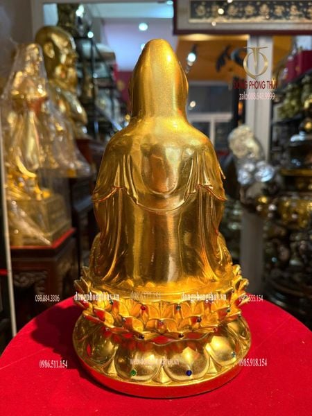 Tượng Quan Âm bằng đồng dát vàng 24k Cao 30cm 6kg