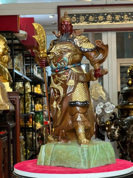 Tượng quan công bằng đồng vẽ màu cao 45cm