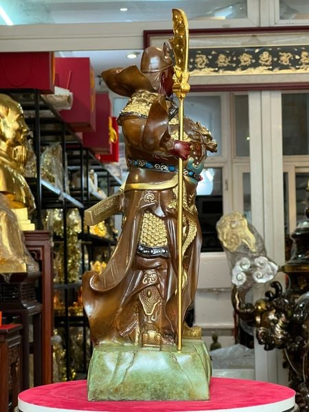 Tượng quan công bằng đồng vẽ màu cao 45cm