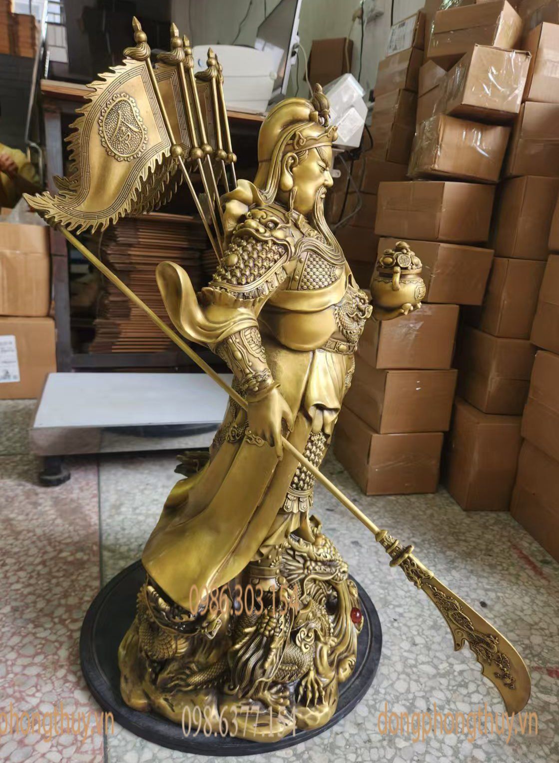 Tượng quan công bằng đồng cao 88cm nặng 35kg