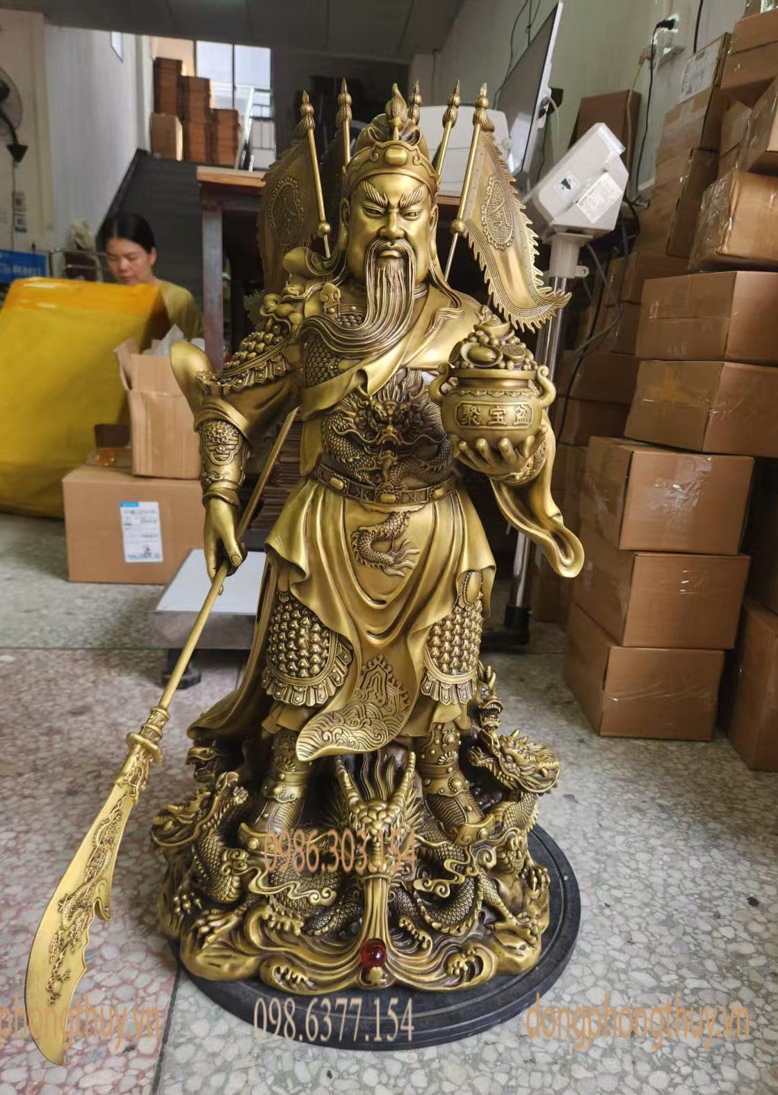 Tượng quan công bằng đồng cao 88cm nặng 35kg