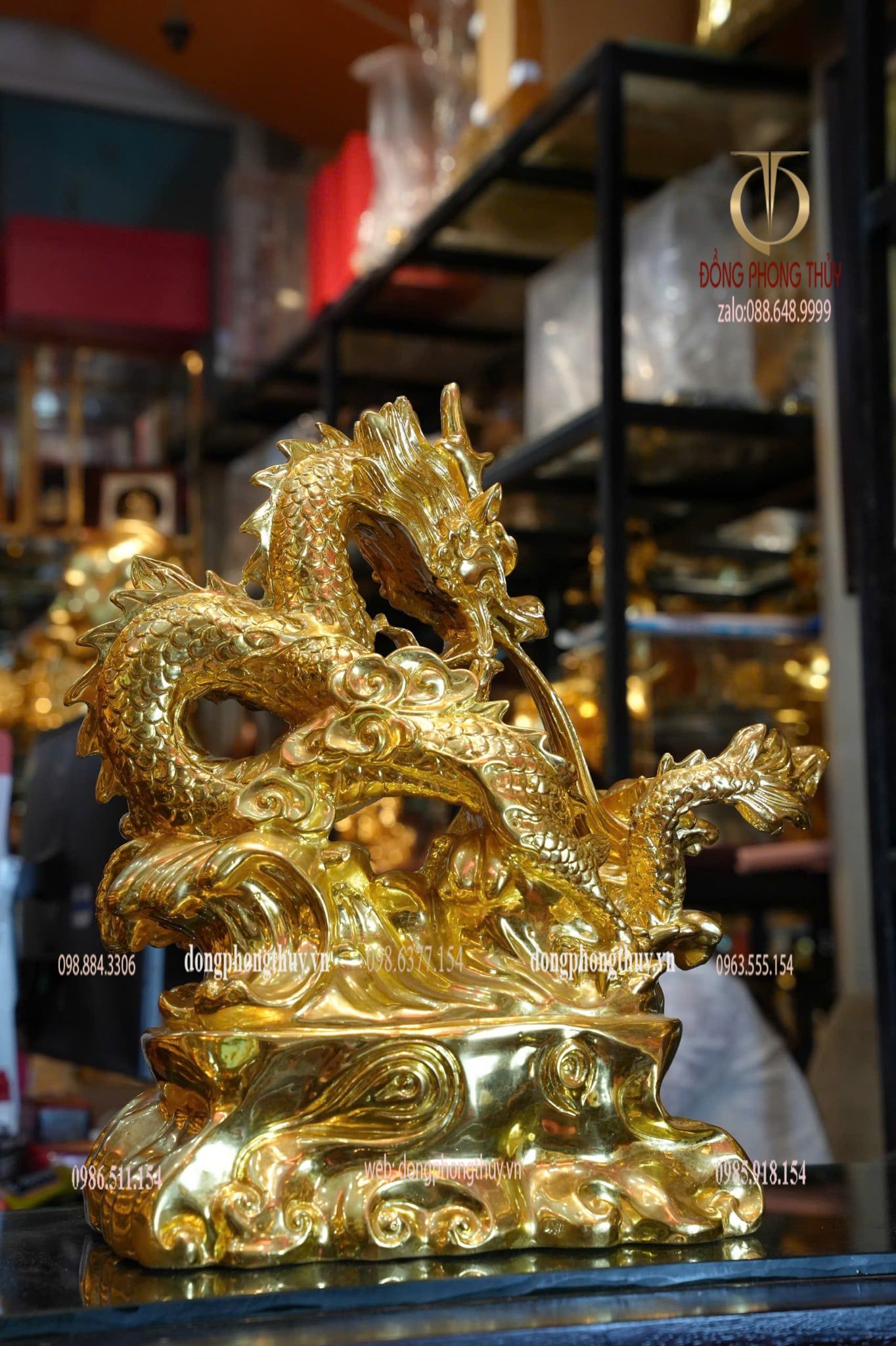 Tượng rồng bằng đồng dát vàng 24k