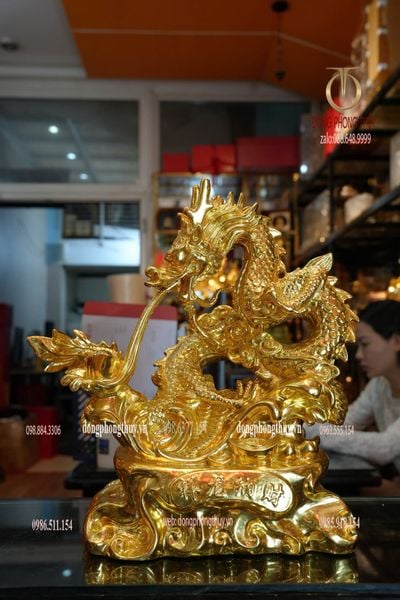 Tượng rồng bằng đồng dát vàng 24k
