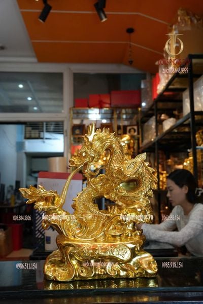 Tượng rồng bằng đồng dát vàng 24k