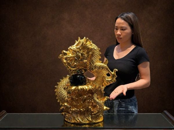 Tượng rồng bằng đồng dát vàng 24k