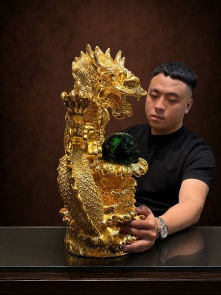 Tượng rồng bằng đồng dát vàng 24k
