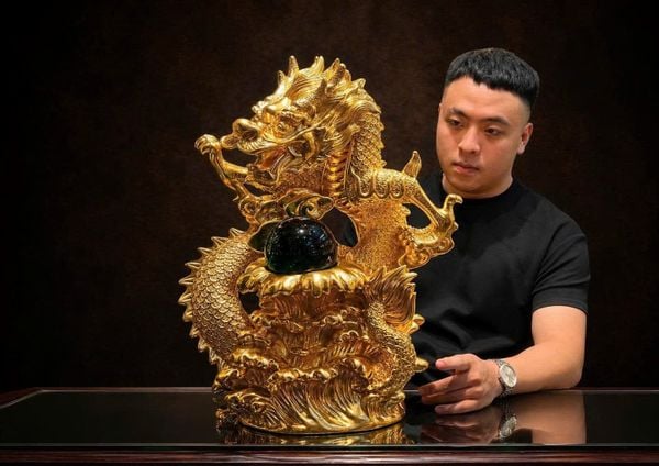 Tượng rồng bằng đồng dát vàng 24k