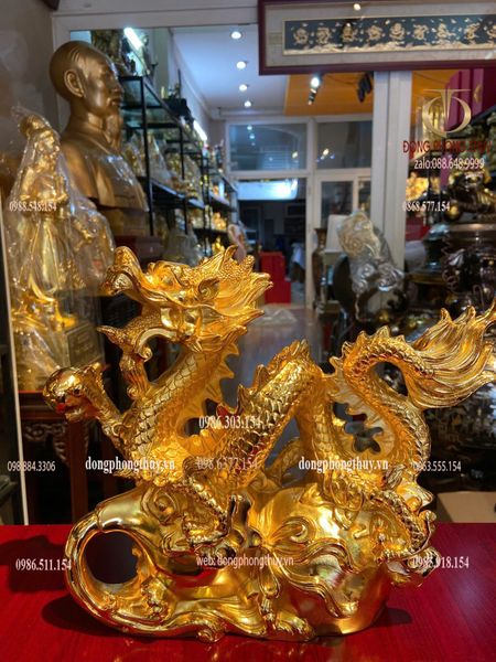 Quà tặng sếp mạ vàng: Tượng rồng mạ vàng 24k