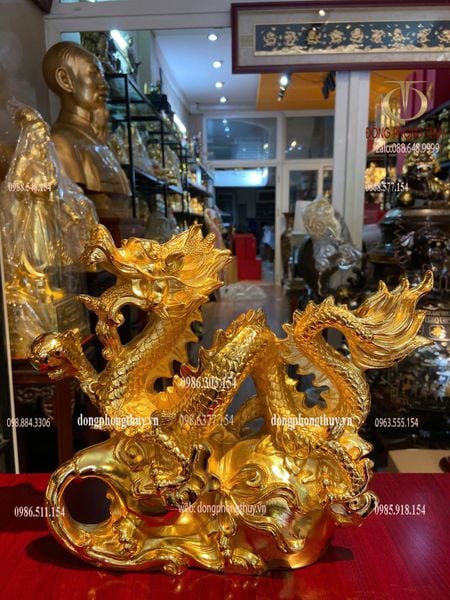 Quà tặng sếp mạ vàng: Tượng rồng mạ vàng 24k