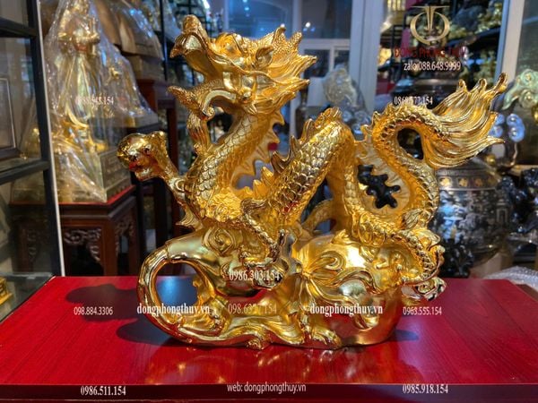 Quà tặng sếp mạ vàng: Tượng rồng mạ vàng 24k