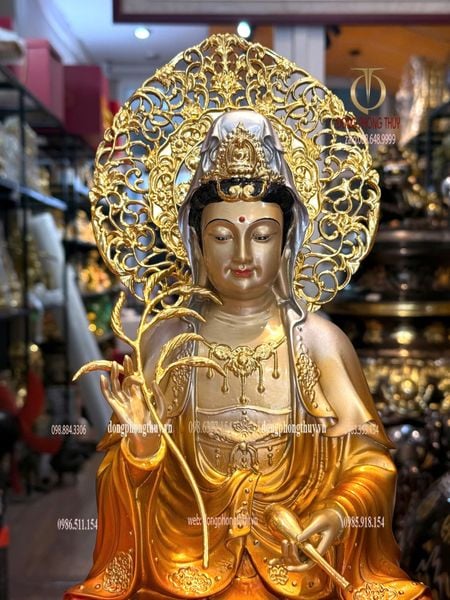Tượng Ta Bà tam thánh bằng đồng cao 45cm