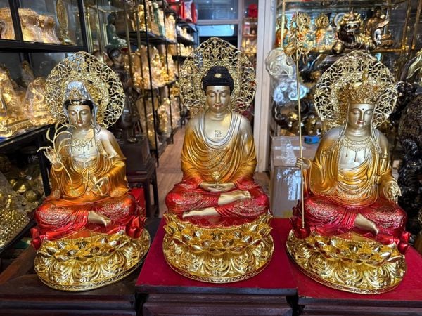 Tượng Ta Bà Tam thánh cao 45cm bằng đồng