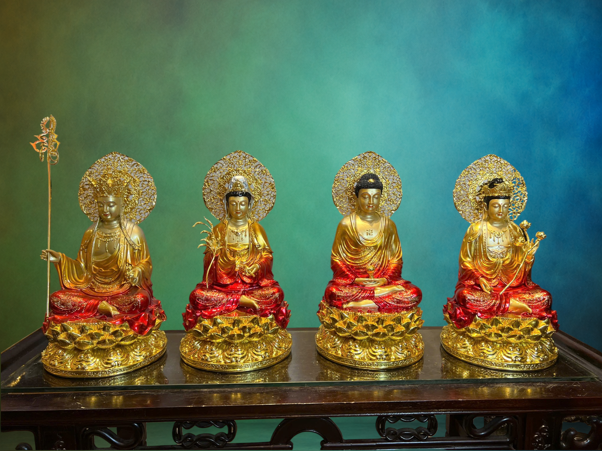 Tượng Tây Phương Tam Thánh-Ta Bà Tam Thánh bằng đồng