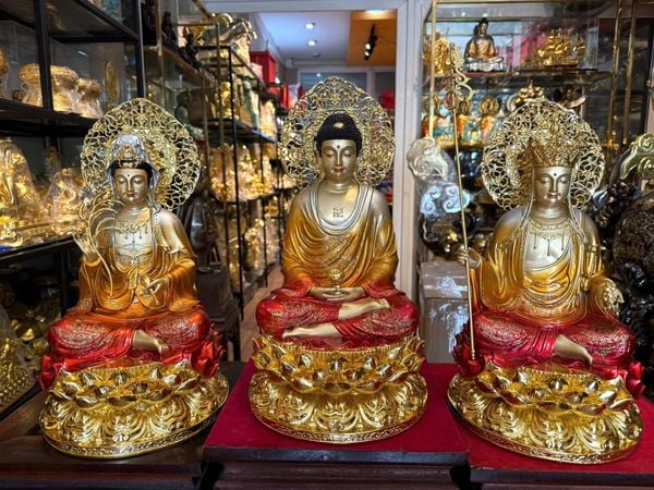 Tượng Ta Bà Tam thánh cao 45cm bằng đồng