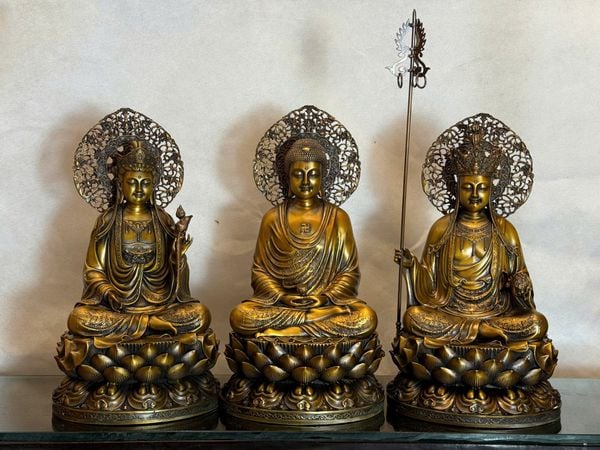 Tượng Ta Bà Tam Thánh cao 35cm bằng đồng