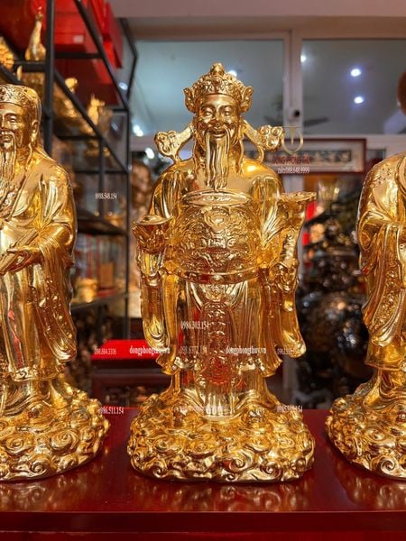 Tượng Tam Đa Phúc Lộc Thọ bằng đồng dát vàng