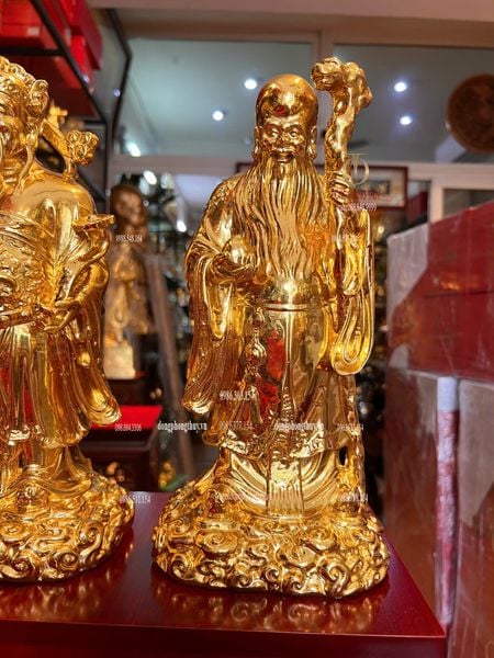 Tượng Tam Đa Phúc Lộc Thọ bằng đồng dát vàng