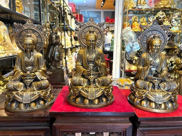 Tam thanh đạo giáo - Tam vị thánh tổ bằng đồng cao 36cm