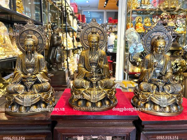 Tam thanh đạo giáo - Tam vị thánh tổ bằng đồng cao 36cm